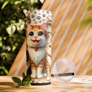 CUTE FURRY KITTENS Tumbler 20oz with Straw | Perfect Gift for Kitten Lovers